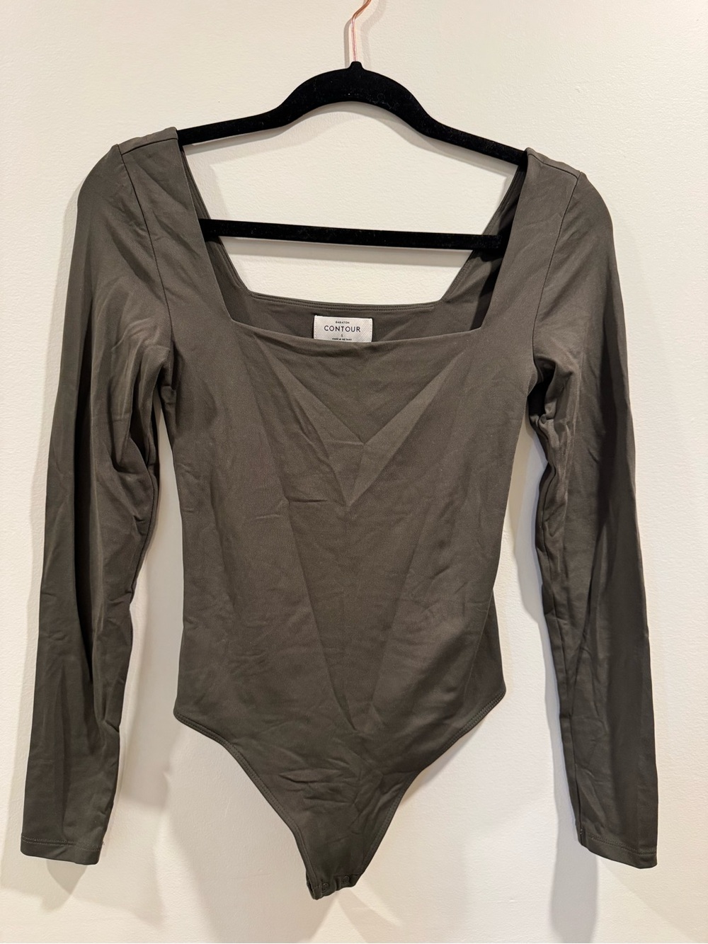 Aritzia Olive Long Sleeve Square Neck Bodysuit S